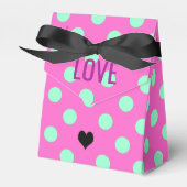 Love Roze & Mint Stippen Bruidsdouche Feest Bedankdoosjes (Voorkant Zijde)