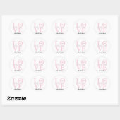 LOVE roze & White Modern Chic Wedding Favor Ronde Sticker (Vel)