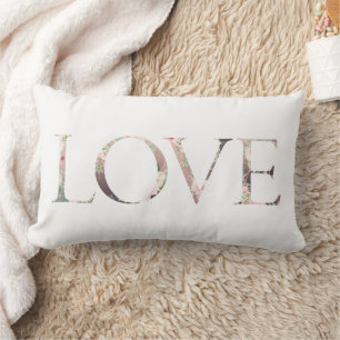 LOVE Roze zachte Florals Romantische Valentijnsdag Kussen