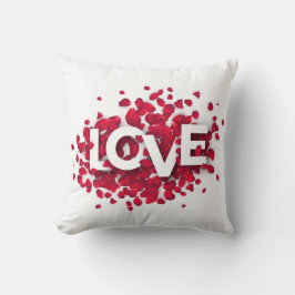 LOVE Rozenblaadjes Typografie – Romantische Poster Kussen