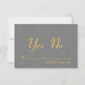 Love RSVP on Grey Linen Kaart (Voorkant)