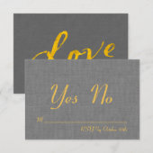 Love RSVP on Grey Linen Kaart (Voorkant / Achterkant)