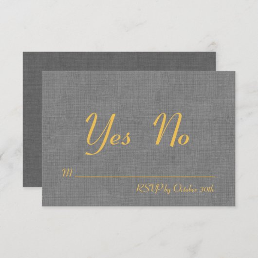 Love RSVP on Grey Linen Kaart (Voorkant / Achterkant)