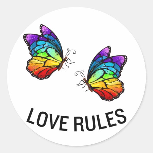 Love Rules Ronde Sticker (Voorkant)