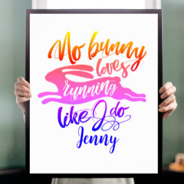 Love Run Motivatie Regenboog Konijn Typografie Poster