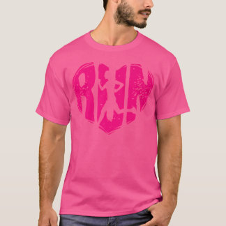 'Love Running' Pink Heart Silhouet voor hardlopers T-shirt