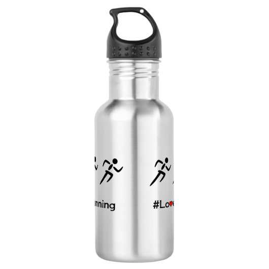Love Running slogan runners Waterfles (Achterkant)