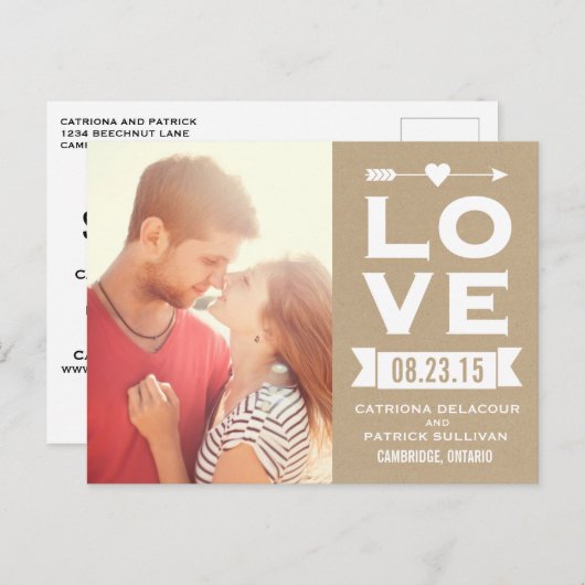 LOVE Rustic Shabby Chic | Briefkaart Datum opslaan (Voorkant / Achterkant)