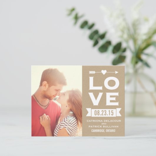 LOVE Rustic Shabby Chic | Briefkaart Datum opslaan (Staand voorkant)