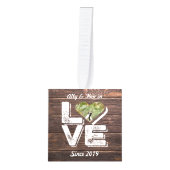 Love Rustic Woodland Photo Heart Lijst Monogram Kubus Ornament (Voorkant)