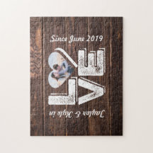 Love Rustic Woodland Photo Heart Lijst Monogram