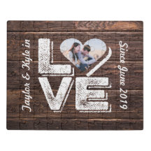 Love Rustic Woodland Photo Heart Lijst Monogram