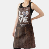 Love Rustic Woodland Photo Heart Lijst Monogram Schort (Insitu)