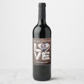 Love Rustic Woodland Photo Heart Lijst Monogram Wijn Etiket (Voorkant)