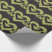 Love Sage Green on Black Cadeaupapier (Hoek)