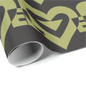 Love Sage Green on Black Cadeaupapier (Rol Hoek)