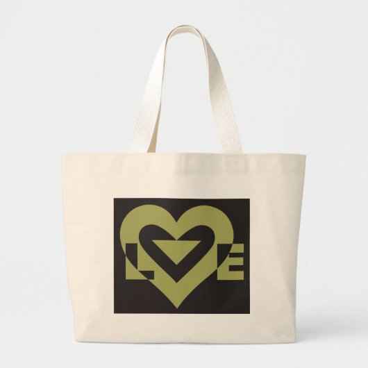 Love Sage Green on Black Grote Tote Bag (Voorkant)