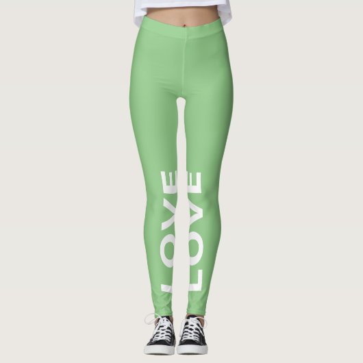 Love Sage Monochrome Classic Text Leggings (Voorkant)