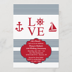 Love Sailing Jubileum Party Invitation Kaart
