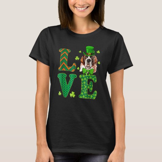 Love Saint Bernard Dog St Patricks Day T-shirt (Voorkant)