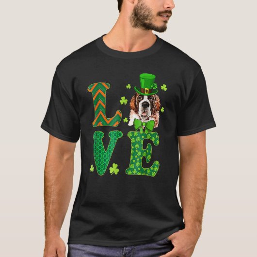 Love Saint Bernard Dog St Patricks Day T-shirt (Voorkant)