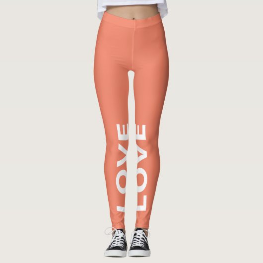Love Salmon Monochrome Classic Text Leggings (Voorkant)
