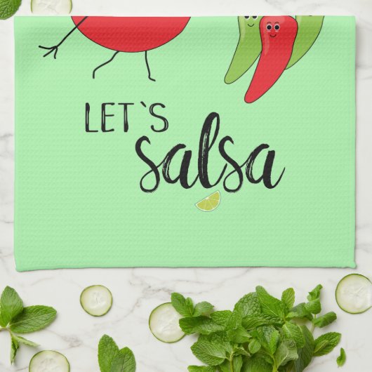 Love Salsa Dancing Humorous Schattige Eten Slogan Theedoek (Gevouwen)