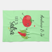 Love Salsa Dancing Humorous Schattige Eten Slogan Theedoek (Horizontaal)