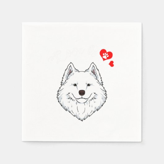 Love Samoyed Dog Owner Samoyed Paw Heart Gift Servet (Voorkant)