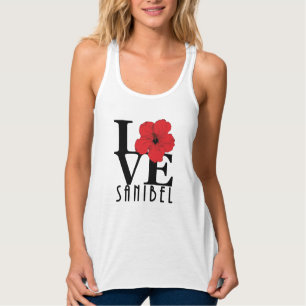 LOVE Sanibel Red Hibiscus Tanktop