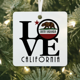 LOVE Santa Barbara Californië Metalen Ornament