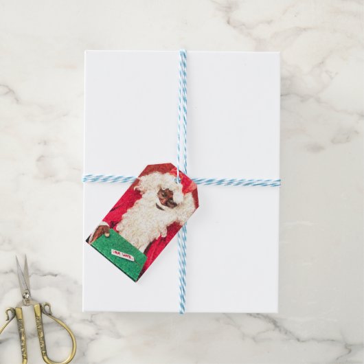 Love Santa Black Santa kerstcadeLabel Cadeaulabel (Met Touw)
