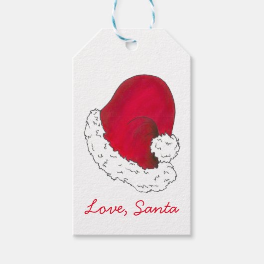 Love, Santa Claus Red Merry kerstfeestdagen Cadeaulabel (Voorkant)