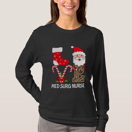 Love Santa hat Stethoscope Med Surg Nurse Leopard T-shirt (Voorkant)