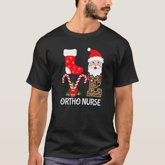 Love Santa Hat Stethoscope Ortho Nurse Orthopedic T-shirt (Voorkant)