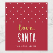 Love, Santa | Kerstrood | Faux Gold Typografie Wijn Etiket (Enkel label)
