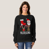 Love Santa Nursing Stethoscoop Leopard Kerstmis R Trui (Voorkant volledig)