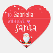 "Love, Santa" rood Gepersonaliseerd kerstcadeau Hart Sticker (Voorkant)