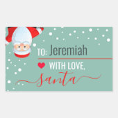 "Love, Santa" Sage Green Custom Holiday Gift Rechthoekige Sticker (Voorkant)