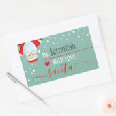 "Love, Santa" Sage Green Custom Holiday Gift Rechthoekige Sticker (Envelop)