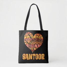 Love Santoor Oranje Mandala Hart Indische Muziek Tote Bag