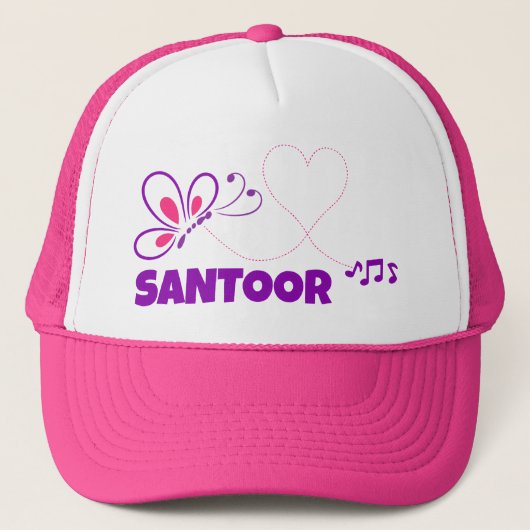 Love Santoor Pink Purple Butterfly Heart Trucker Pet (Voorkant)