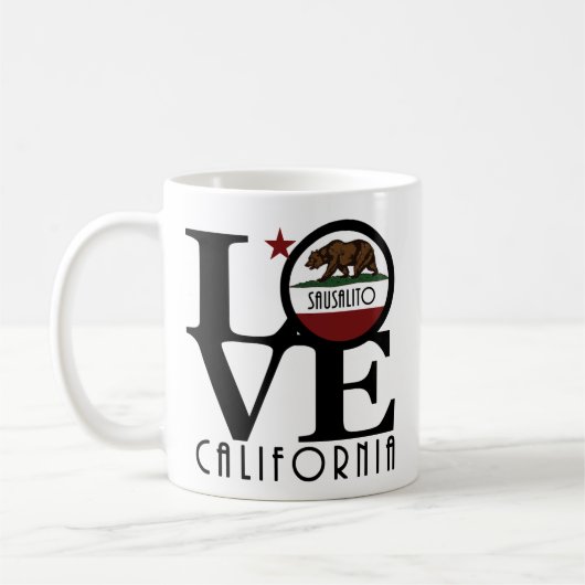 LOVE Sausalito CA 11oz Koffiemok (Links)