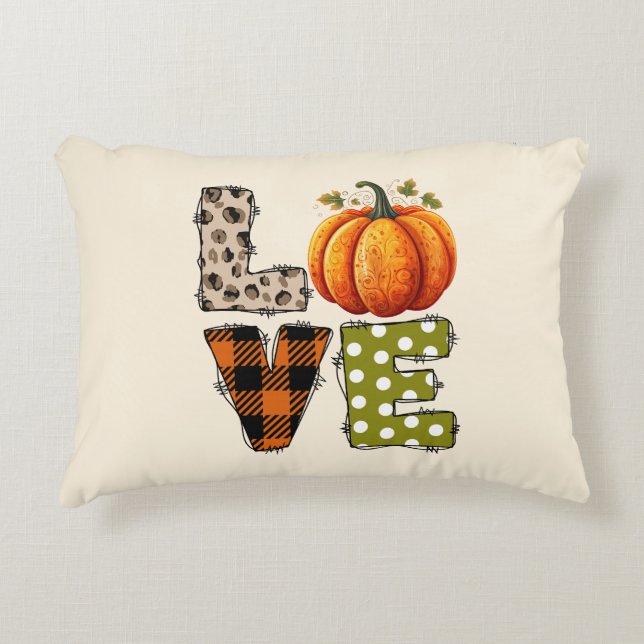 LOVE – Schattigee Pumpkin & Polka Dot Letters Accent Kussen (Voorkant)