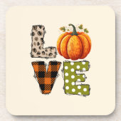 LOVE – Schattigee Pumpkin & Polka Dot Letters Bier Onderzetter (Voorkant)