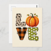 LOVE – Schattigee Pumpkin & Polka Dot Letters Briefkaart (Voorkant / Achterkant)