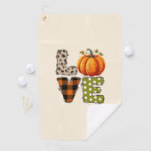 LOVE – Schattigee Pumpkin & Polka Dot Letters Golfhanddoek (Insitu)