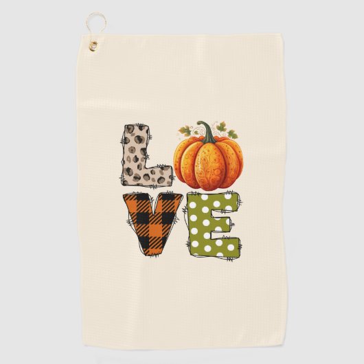 LOVE – Schattigee Pumpkin & Polka Dot Letters Golfhanddoek (Voorkant)