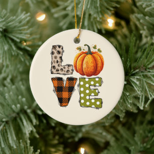 LOVE – Schattigee Pumpkin & Polka Dot Letters Keramisch Ornament