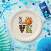 LOVE – Schattigee Pumpkin & Polka Dot Letters Papieren Bordje (Feest)